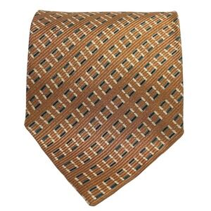 Giorgio Armani Cravatte Tie 100% Silk Golden Geometric Pattern Italian Necktie